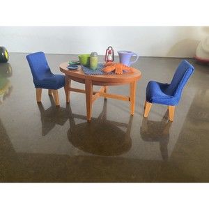 Miniature Doll House Furniture Table Chairs Food Dishes Calico Critters